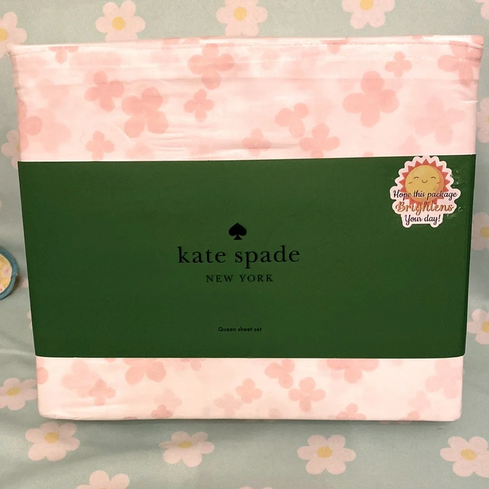 Kate Spade New York Queen Floral Sheet Set 4 pc 100% Cotton Percale NEW